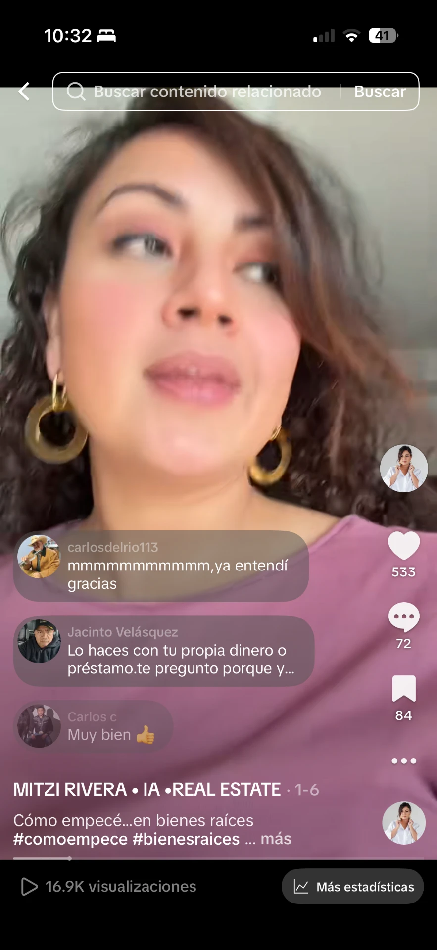 Video de bienes raíces con 16.9K visualizaciones y 72 comentarios